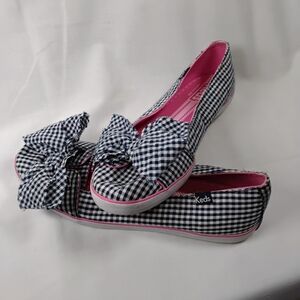 Keds Women's Gingham Bow Flats - Navy and Pink